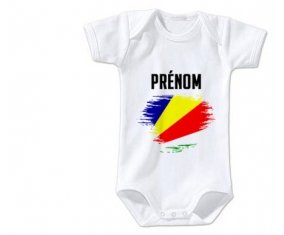 Body bébé Drapeau effet pinceau les Seychelles avec prénom taille 3/6 mois manches Courtes