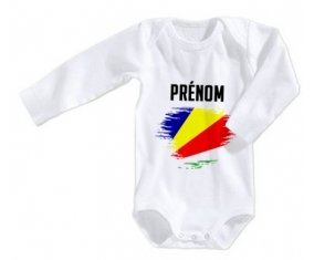 Body bébé Drapeau effet pinceau les Seychelles avec prénom taille 3/6 mois manches Longues