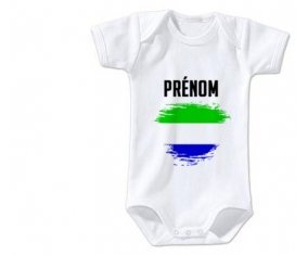 Body bébé Drapeau effet pinceau Sierra Leone avec prénom taille 3/6 mois manches Courtes
