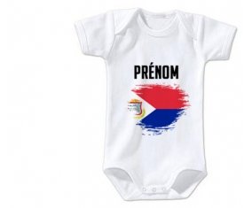 Body bébé Drapeau effet pinceau Sint Maarten avec prénom taille 3/6 mois manches Courtes