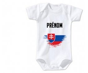 Body bébé Drapeau effet pinceau Slovaquie avec prénom taille 3/6 mois manches Courtes