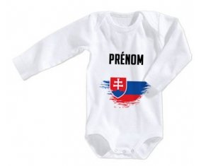 Body bébé Drapeau effet pinceau Slovaquie avec prénom taille 3/6 mois manches Longues