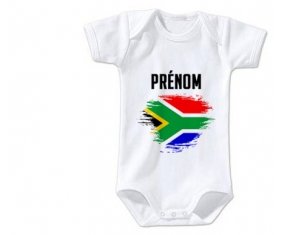 Body bébé Drapeau effet pinceau Afrique du Sud avec prénom taille 3/6 mois manches Courtes