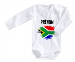 Body bébé Drapeau effet pinceau Afrique du Sud avec prénom taille 3/6 mois manches Longues