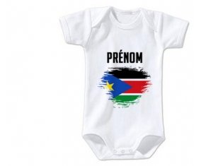 Body bébé Drapeau effet pinceau Soudan du sud avec prénom