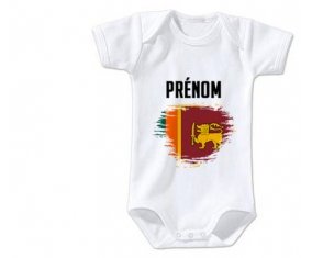 Body bébé Drapeau effet pinceau Sri Lanka Srilanka avec prénom taille 3/6 mois manches Courtes
