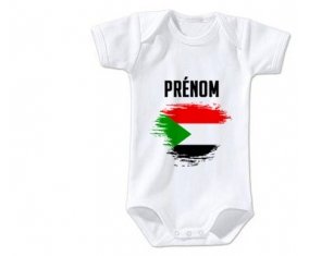 Body bébé Drapeau effet pinceau Soudan avec prénom taille 3/6 mois manches Courtes