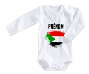 Body bébé Drapeau effet pinceau Soudan avec prénom taille 3/6 mois manches Longues