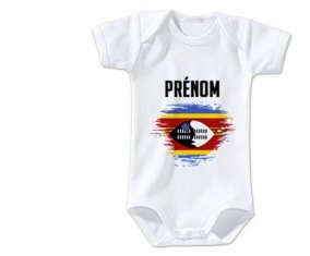 Body bébé Drapeau effet pinceau Swaziland avec prénom taille 3/6 mois manches Courtes