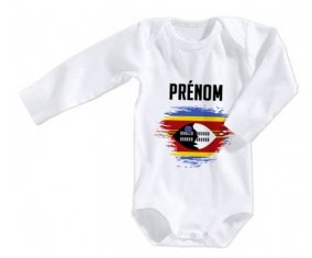 Body bébé Drapeau effet pinceau Swaziland avec prénom taille 3/6 mois manches Longues