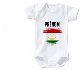 Body bébé Drapeau effet pinceau Tadjikistan avec prénom taille 3/6 mois manches Courtes