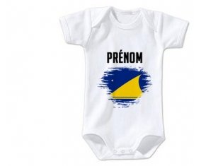 Body bébé Drapeau effet pinceau Tokelau avec prénom taille 3/6 mois manches Courtes