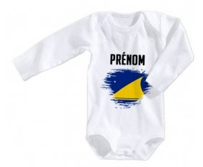 Body bébé Drapeau effet pinceau Tokelau avec prénom taille 3/6 mois manches Longues