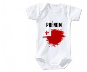 Body bébé Drapeau effet pinceau Tonga avec prénom taille 3/6 mois manches Courtes