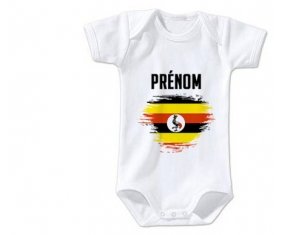 Body bébé Drapeau effet pinceau Ouganda avec prénom taille 3/6 mois manches Courtes