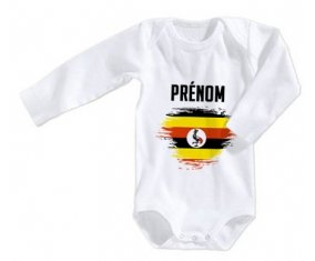 Body bébé Drapeau effet pinceau Ouganda avec prénom taille 3/6 mois manches Longues