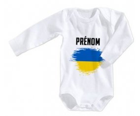 Body bébé Drapeau effet pinceau Ukraine avec prénom taille 3/6 mois manches Longues