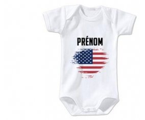 Body bébé Drapeau effet pinceau États-Unis des îles mineures éloignées avec prénom taille 3/6 mois manches Courtes