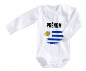 Body bébé Drapeau effet pinceau Uruguay avec prénom taille 3/6 mois manches Longues