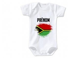 Body bébé Drapeau effet pinceau Vanuatu avec prénom taille 3/6 mois manches Courtes