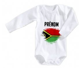 Body bébé Drapeau effet pinceau Vanuatu avec prénom taille 3/6 mois manches Longues