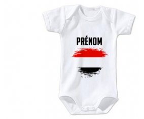 Body bébé Drapeau effet pinceau Yémen avec prénom taille 3/6 mois manches Courtes