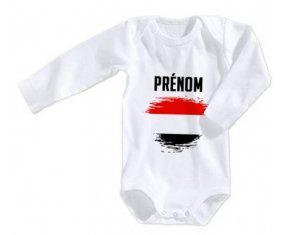 Body bébé Drapeau effet pinceau Yémen avec prénom taille 3/6 mois manches Longues