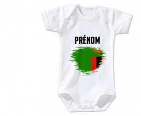 Body bébé Drapeau effet pinceau Zambie avec prénom taille 3/6 mois manches Courtes