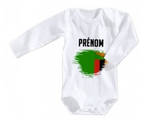 Body bébé Drapeau effet pinceau Zambie avec prénom taille 3/6 mois manches Longues
