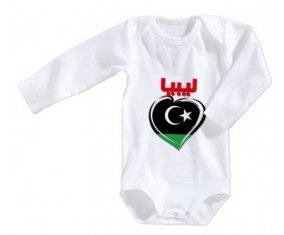 Body bébé Libye en arabe + cœur taille 3/6 mois manches Longues