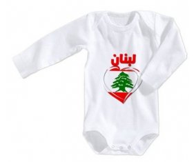Body bébé Liban en arabe + cœur taille 3/6 mois manches Longues
