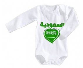 Body bébé Arabie saoudite en arabe + cœur taille 3/6 mois manches Longues