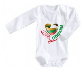 Body bébé I Love Lithuania taille 3/6 mois manches Longues