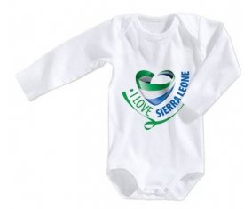Body bébé I Love Sierra Leone taille 3/6 mois manches Longues