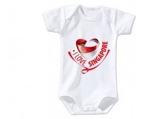 Body bébé I Love Singapore taille 3/6 mois manches Courtes