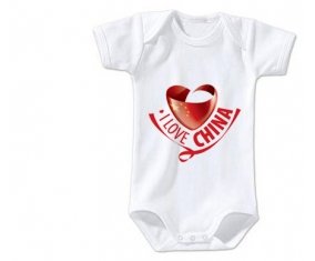 Body bébé I Love China taille 3/6 mois manches Courtes