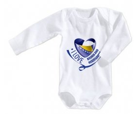 Body bébé I Love Bosnia and Herzegovina taille 3/6 mois manches Longues