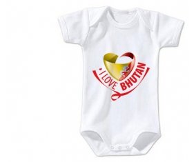 Body bébé I Love Bhutan taille 3/6 mois manches Courtes