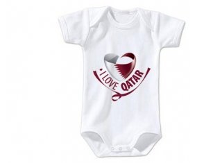 Body bébé I Love Qatar taille 3/6 mois manches Courtes