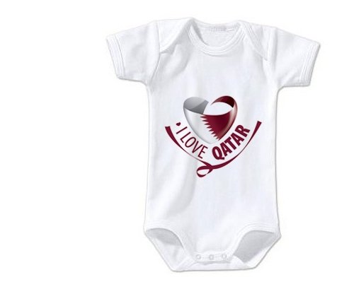Body bébé I Love Qatar taille 3/6 mois manches Courtes