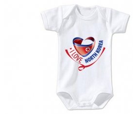 Body bébé I Love North Korea taille 3/6 mois manches Courtes