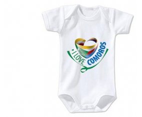 Body bébé I Love Comoros taille 3/6 mois manches Courtes