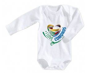 Body bébé I Love Comoros taille 3/6 mois manches Longues