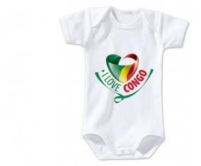 Body bébé I Love République du Congo taille 3/6 mois manches Courtes