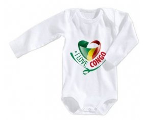 Body bébé I Love République du Congo taille 3/6 mois manches Longues