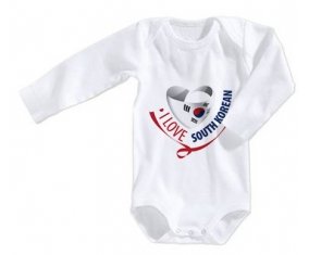 Body bébé I Love South Korean taille 3/6 mois manches Longues