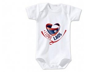 Body bébé I Love Laos taille 3/6 mois manches Courtes