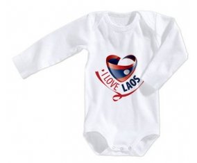Body bébé I Love Laos taille 3/6 mois manches Longues