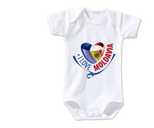 Body bébé I Love Moldavia taille 3/6 mois manches Courtes