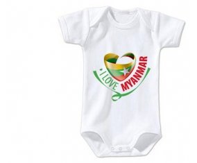 Body bébé I Love Myanmar taille 3/6 mois manches Courtes